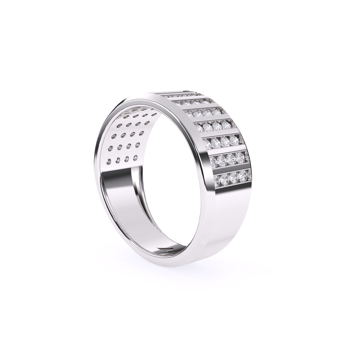 Elegant Channel Set Round Diamond Wedding Band
